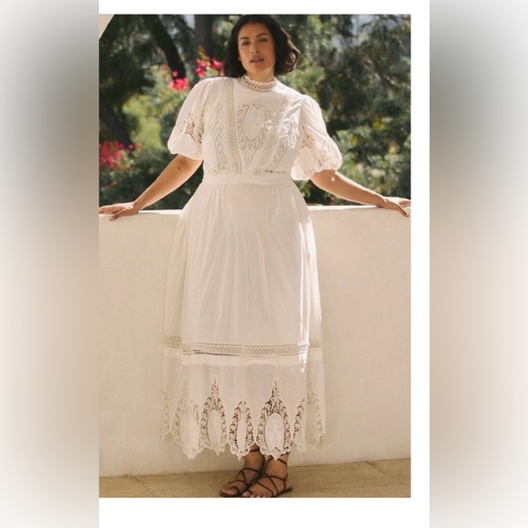 Anthropologie Dresses & Skirts - Anthropologie Forever That Girl Maxi Dress Mock Neck Lace Cottagecore Sz 2X NWT
